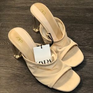 Zara Mesh and clear blocked heels